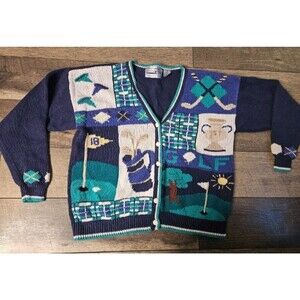 Northern Isles Signature Vintage Golf Cardigan Sweater XL